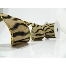 Χριστουγεννιάτικη Διακοσμητική Κορδέλα Τιγρέ με Χρυσές Λεπτομέρειες (10cm)